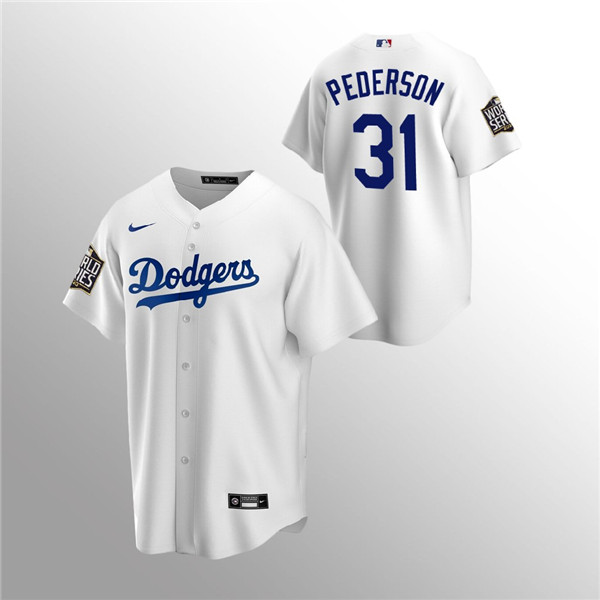 Men's Los Angeles Dodgers #31 Joc Pederson White 2020 World Series Bound stitched MLB Jersey
